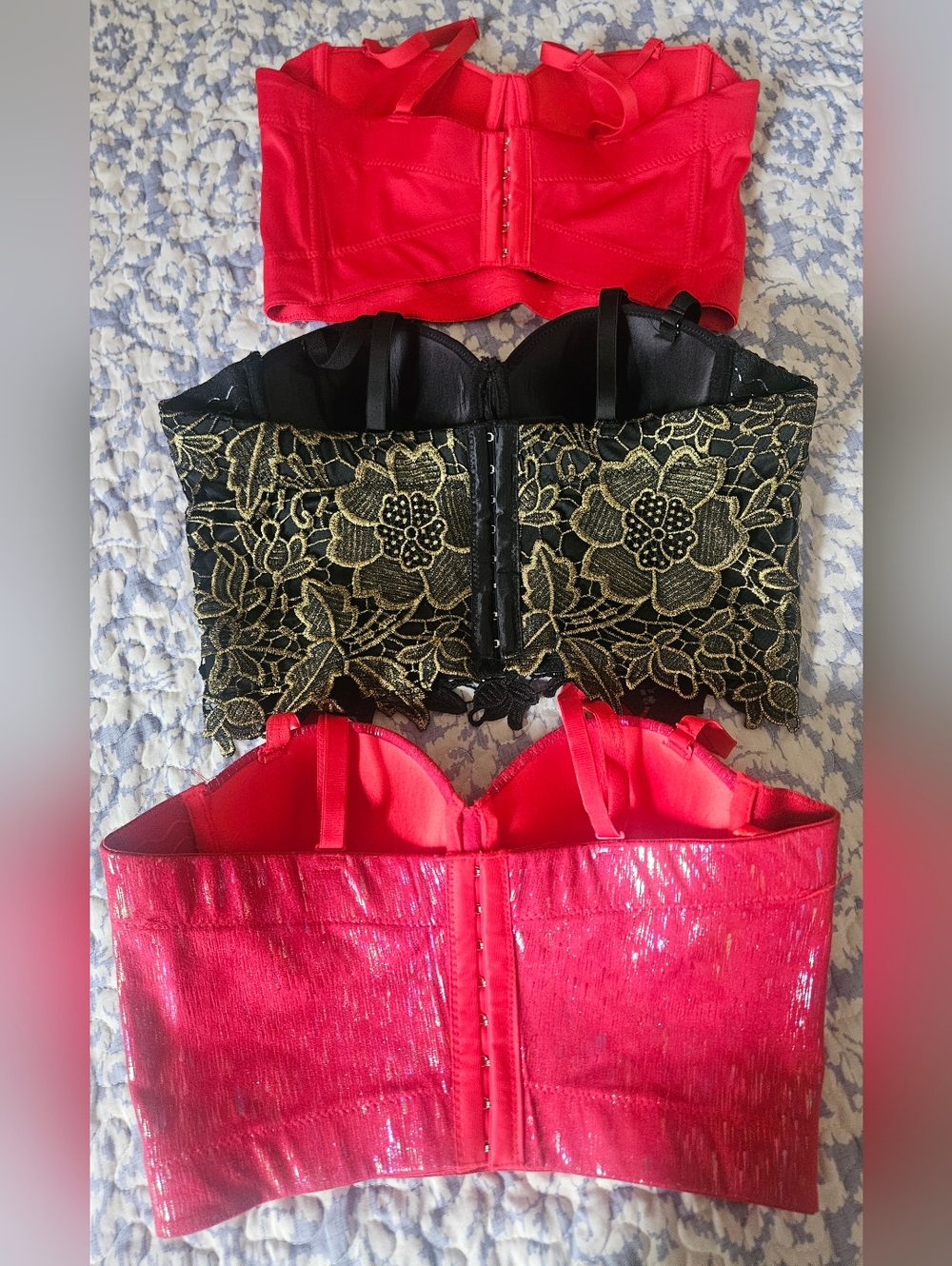 Red Sequin Longline Bustier Tops- Women Intimates NWOT - Picture 3 of 4